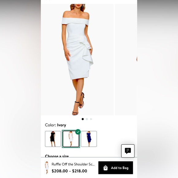 Ruffle Off the Shoulder Scuba Dress
Xscape /Evenings /Cocktail White/ Off/White - Picture 2 of 10